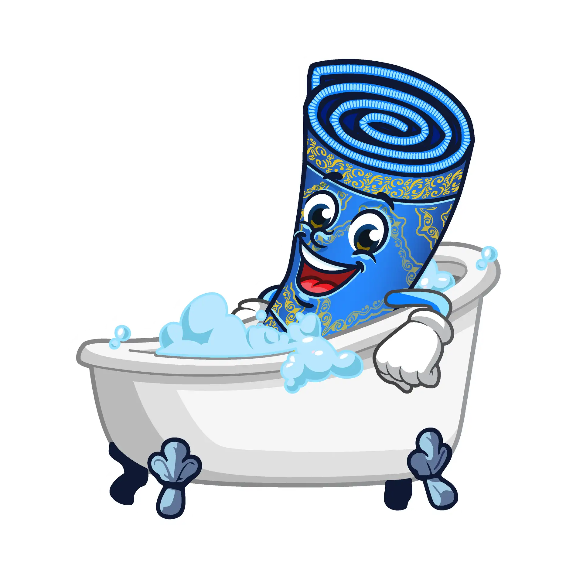 Mascot in a bathtub — deep hand washing