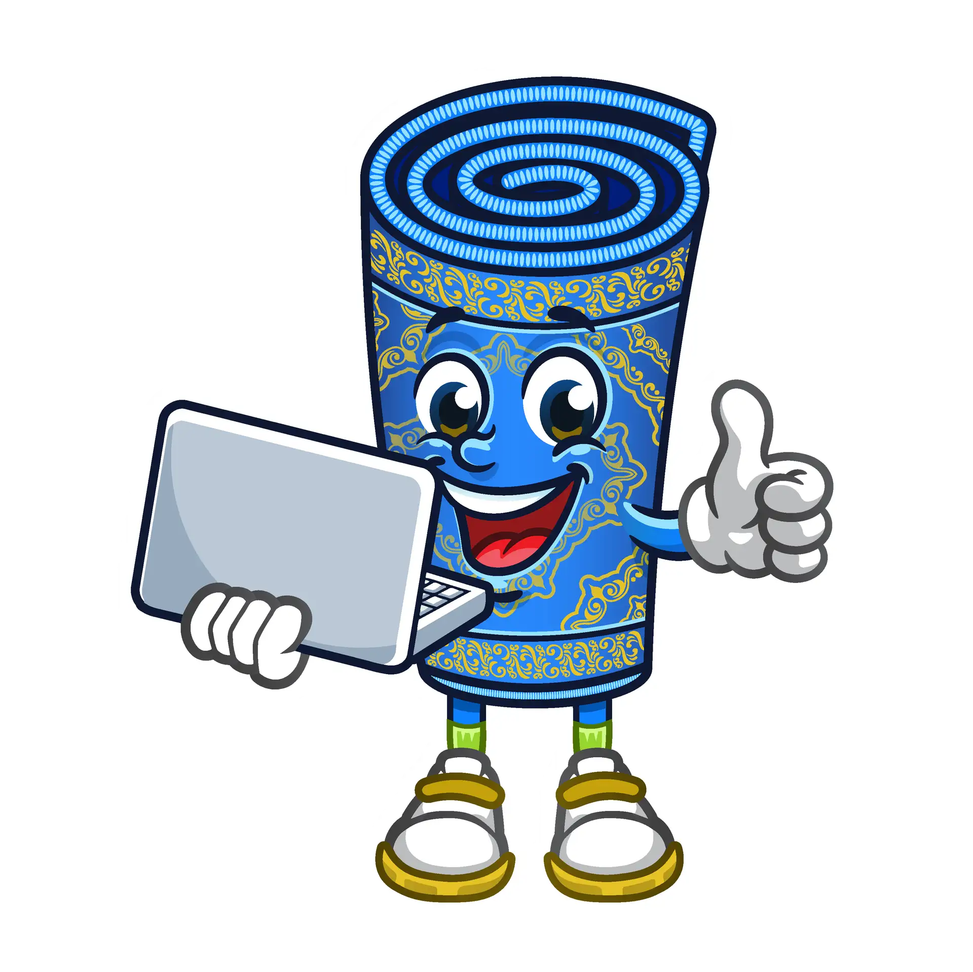 Mascot with a laptop — free quote and assessment
